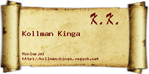 Kollman Kinga névjegykártya